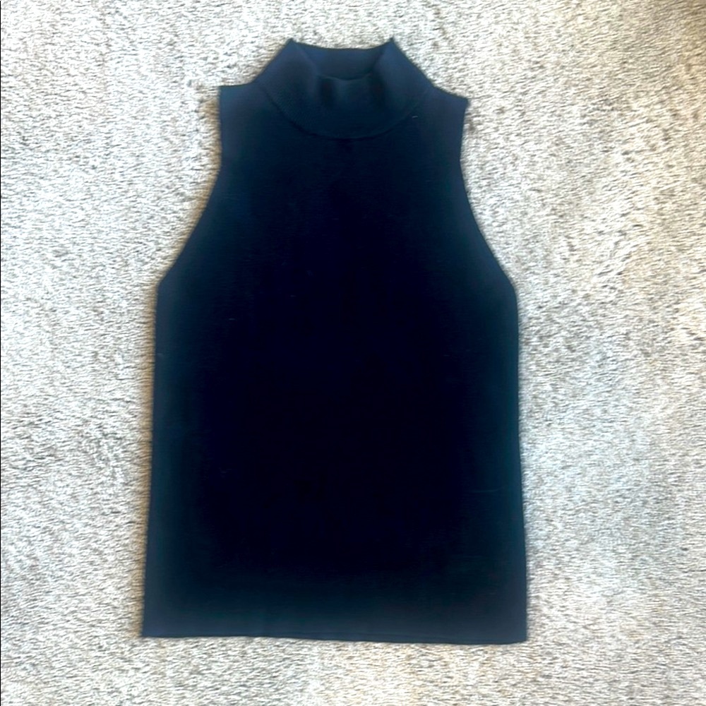 Sleeveless Fitted Black Sweater Top
